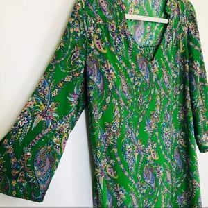 Zara Green Floral Vee  Neck Dress size M